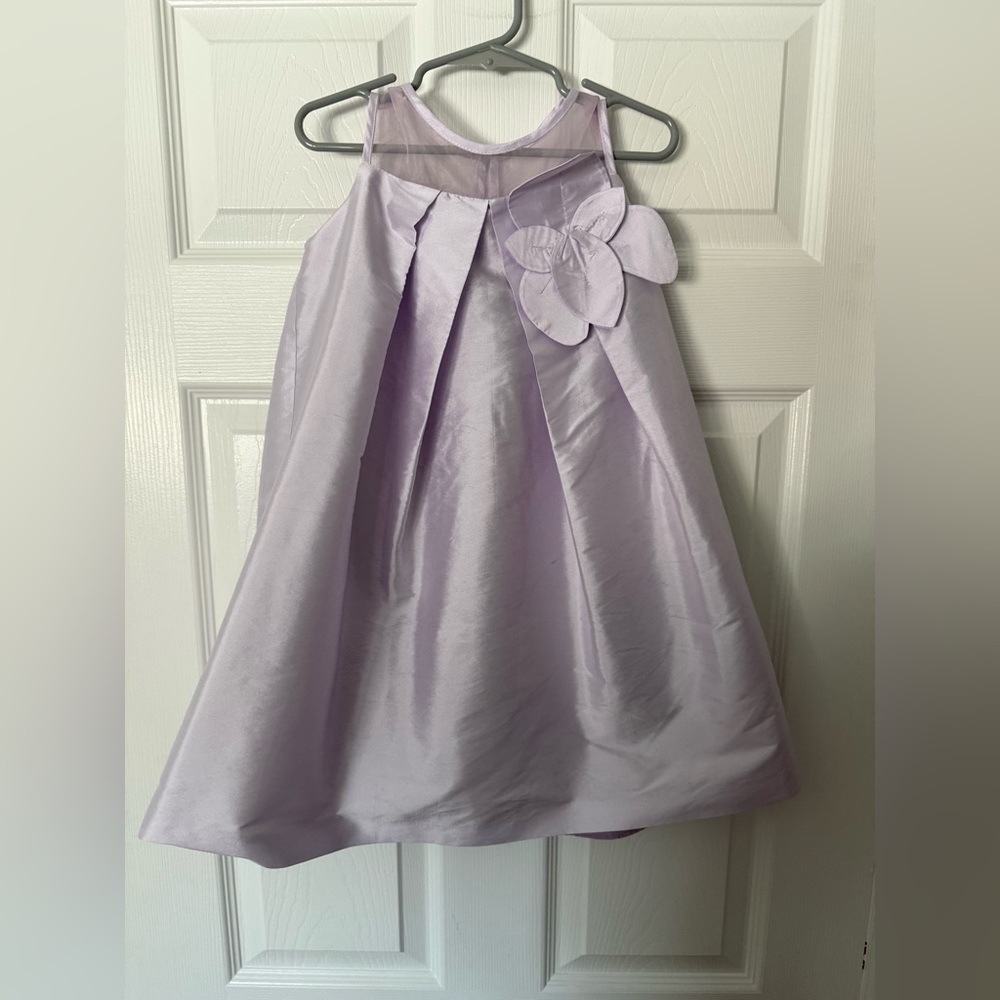 Us Angels Lilac Sleeveless Dress with Floral Detail silk